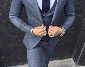 Abito da uomo slim fit - grigio chiaro, tre pezzi, per matrimoni