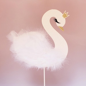 Glitter Swan Cutout Cake Topper and Cupcake Toppers. Gorgeous addition for birthdays, anniversary, wedding, baby shower or any occasion.