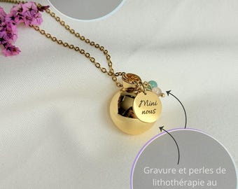 Bola di gravidanza, pietra curativa di cristallo e incisione personalizzata