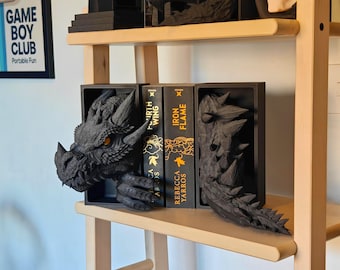 Dragon Book Ends | Fourth Wing Tairn | 3D Printed Fantasy Bookends | Bookish Gift (V3)