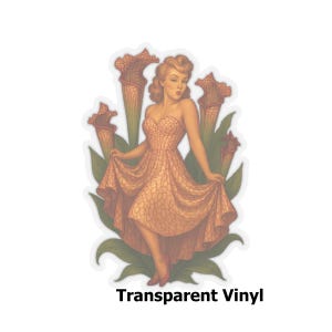 Carnivorous Plant Pin-Ups – Sarracenia Sticker 3&quot; Kiss-Cut (Transparent Vinyl, 3&quot;)