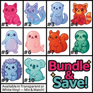 Stickerbundel Jelly Critters – Kies 3 of 5 | Leuke vinylstickers | Transparant of wit vinyl