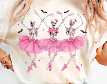 Halloween Png, Dancing Skeletons PNG, Ballerina Skeletons Sublimation Design, Spooky Season Png, Skeletons in Tutus, Trendy Halloween PNG