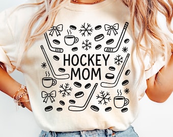 Preppy Hockey Mom Png, Hockey Png, Hockey Mama Shirt Design, Hockey Mom Retro Doodle Design Sublimation Design, Game Day Png, Sports Mom