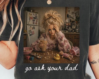 Cara de muñeca Ve a preguntarle a tu papá PNG, Meme de cara de muñeca repugnante PNG, Diseño divertido de sublimación de maternidad, Día de la Madre retro de moda PNG