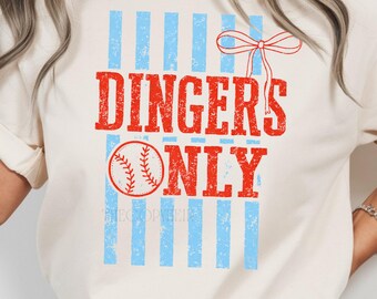 Striped Dingers Only PNG, Hit The Dang Ball Sublimation Design, Coquette Baseball Shirt Design, Trendy Game Day Png, Baseball Mom Png