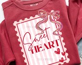Coquette Valentines Postage Stamp PNG,  Sweet Heart Png, Preppy Painted Bow Valentines Shirt Png, Trendy Valentines Day Png