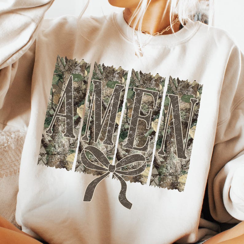 Pinselstrich-Tarnmuster Amen (PNG), Religiöses T-Shirt (PNG), Verspieltes christliches Sublimationsdesign, Retro-Jagdmotiv (PNG), Trendiges PNG-Design, T-Shirt-Design Bild 8