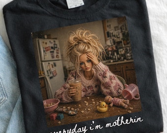 Cada día soy madre PNG, meme de cara de muñeca repugnante PNG, diseño divertido de sublimación de maternidad, PNG de moda retro del Día de la Madre, Mamá PNG