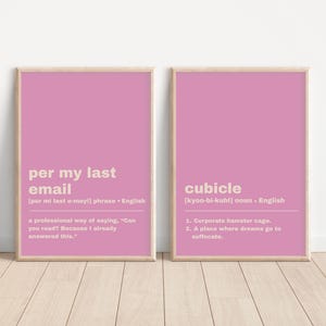 Cubicle Decor For Office Workers | Funny Office Wall Art Printable | Office Dictionary Definition Posters | Digital Download | Set of 12