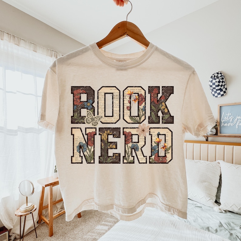 Trendy Book Nerd Png, Book Worm Png, Retro Bookish Sublimation Design, Shirt Design for Book Lover, Preppy Reading Graphic, Librarian Png image 5