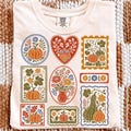 Linocut Autumn Stamp Png, Trendy Fall Sublimation Design, Boho Pumpkin Shirt Design, Boutique PNG, Whimsical Fall Png product logo