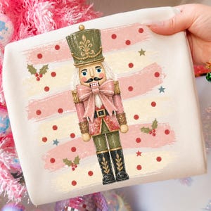 Polkadot Nutcracker Png, Trendy Striped Xmas Sublimation Design, Preppy Brushstroke Png, Christmas Shirt Design