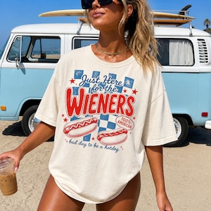 Trendy Bad Day to Be a Hotdog PNG, Retro I'm Just Here For The Wieners Shirt Design, Preppy 4th of July Sublimation Design