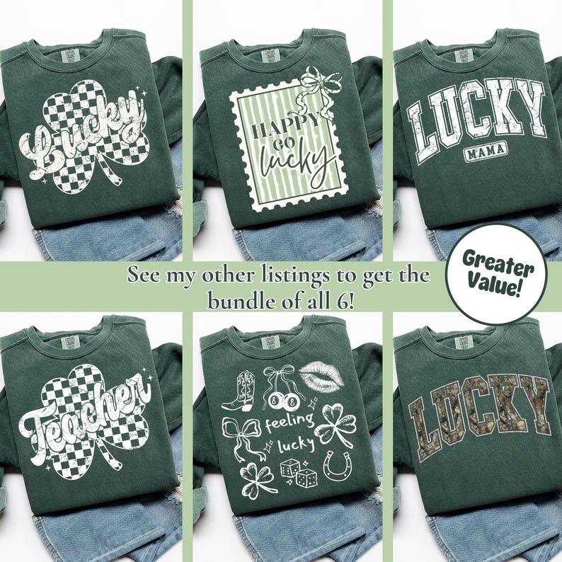 Feeling Lucky St. Patrick's Day Png, Distressed Shamrock Png, Coquette St. Patty's Sublimation Design, Doodle Design Png, Trendy Png Design image 2
