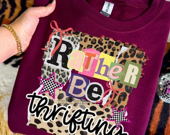 I'd Rather Be Thrifting Png, Preppy Thrift Collage Sublimation Design, Trendy Png Design, Png Design for Thrifting Lover, Mixed Media PNG