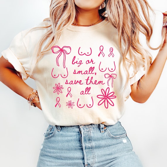 Coquette Doodle Design Breast Cancer Awareness Png, Big or Small, Save Them All Png, Breast Cancer Sublimation Design, Png for Breast Cancer