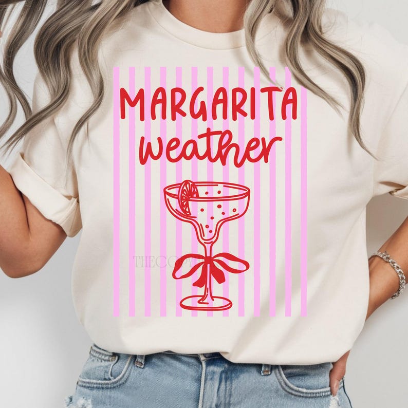 Striped Margarita Weather Png, Summer Sublimation Design Preppy Trendy Png, Coquette Shirt Design, Girly Png, Margarita Lover Shirt Design image 4