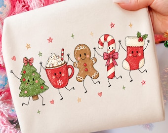 Cute Christmas Png, Doodle Xmas Sublimation Design, Trendy Christmas Png for Christmas Sweater, Stick Figure Characters Png