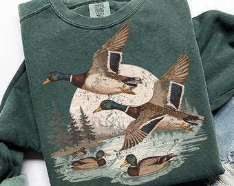 Retro Flying Mallard Duck PNG, Duck Hunting Sublimation Design, Vintage Duck Hunter png, Mallard png, Hunting Sublimation,Trendy Png Design