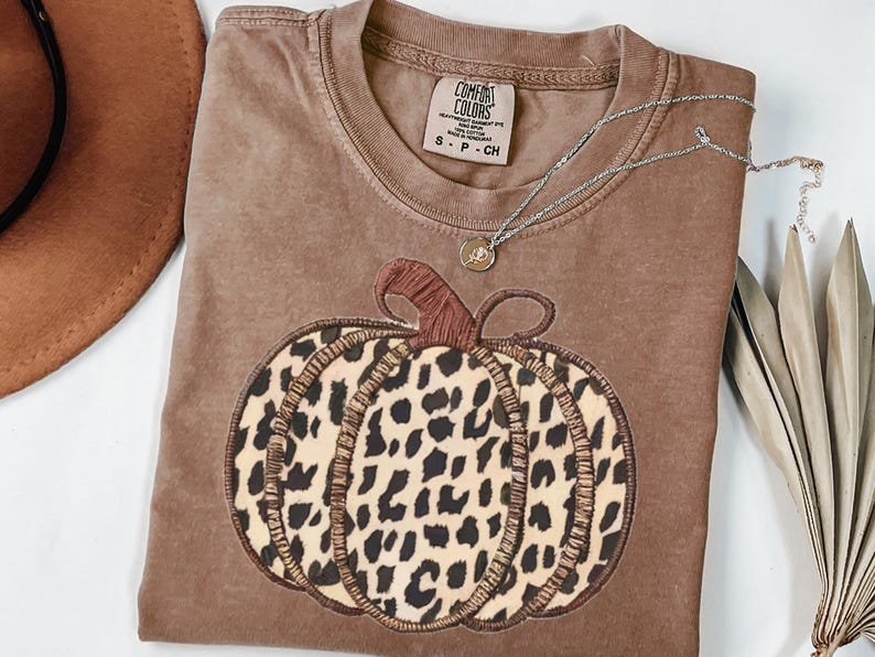 Faux Embroidery Patchwork Pumpkin Png, Cheetah Print Pumpkin Png, Fall Pumpkin Png, Autumn Pumpkin Png, Fall Sublimation Design, Fall Png image 2