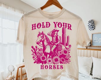 Retro Hold Your Horses Png, Horse Shirt Design, Trendy Western Sublimation Design, Vintage Faded Cowgirl PNG, Horse Girl, Country Girl Png