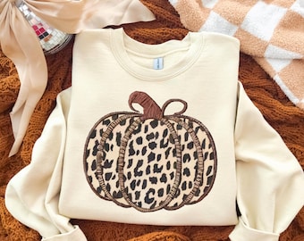 Faux Embroidery Patchwork Pumpkin Png, Cheetah Print Pumpkin Png, Fall Pumpkin Png, Autumn Pumpkin Png, Fall Sublimation Design, Fall Png