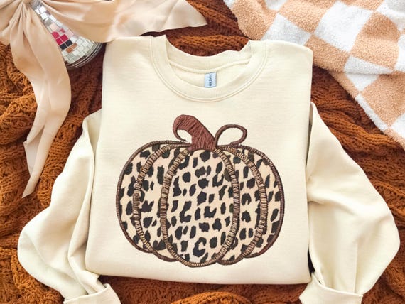 Faux Embroidery Patchwork Pumpkin Png, Cheetah Print Pumpkin Png, Fall Pumpkin Png, Autumn Pumpkin Png, Fall Sublimation Design, Fall Png