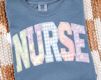 Faux Quilted Nurse Png, Patchwork GrandmaCore Nursing Sublimation Design, Faux Embroidered Nurse Shirt Design, Trendy DYI Gift for Nurse PNG