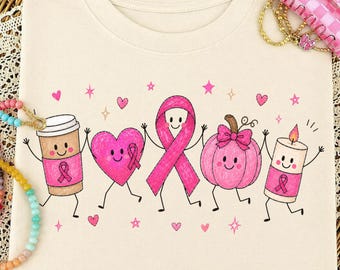 Trendy Breast Cancer Awareness Doodle Png, Cute Breast Cancer Sublimation Design, Coquette Stick Figure Shirt Design