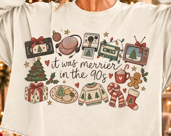 It Was Merrier In The 90's PNG, Retro Christmas Sublimation Design, Vintage Holiday Shirt Design, It was better in the 90s Png