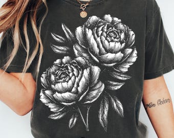Half Tone Flower Shirt Design, Boho Peony PNG, Vintage Peonies Sublimation Design, Trendy Png Design, Retro Grunge PNG, Botanical PNG
