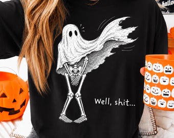 Well Shit Funny Skeleton Png, Dark Humor Halloween Shirt Design, Ghost Sublimation Design, Trendy Fall Png