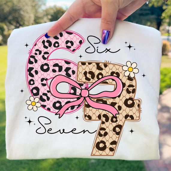 Six Seven Png, Viral Saying 67 Png, Coquette Six Seven Sublimation Design, Lace Leopard Print 67 Png Design, Girly Viral Meme T-Shirt Design