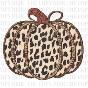 Faux Embroidery Patchwork Pumpkin Png, Cheetah Print Pumpkin Png, Fall Pumpkin Png, Autumn Pumpkin Png, Fall Sublimation Design, Fall Png image 3