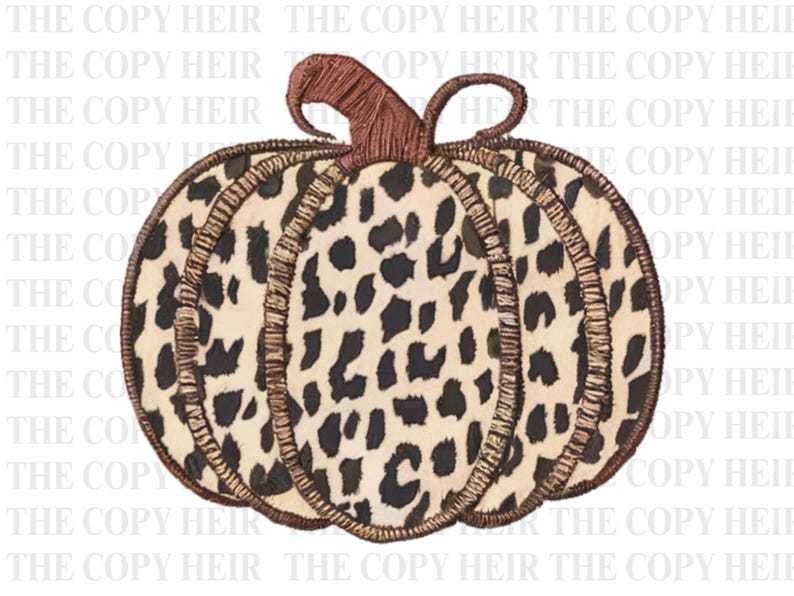 Faux Embroidery Patchwork Pumpkin Png, Cheetah Print Pumpkin Png, Fall Pumpkin Png, Autumn Pumpkin Png, Fall Sublimation Design, Fall Png image 3
