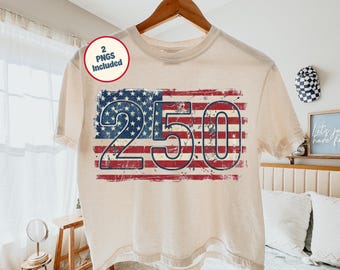 250. USA PNG, 250 Jahre Png, Vaterländischer 4. Juli Png, trendiges Unabhängigkeitstag-Shirt-Design, vierter Juli-Sublimationsentwurf für Amerikaner