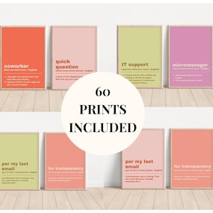 Cubicle Decor | Funny Office Dictionary Prints | Work Wall Art | 12 Designs, 5 Colours | Office Gift | Digital Download | Dopamine Decor