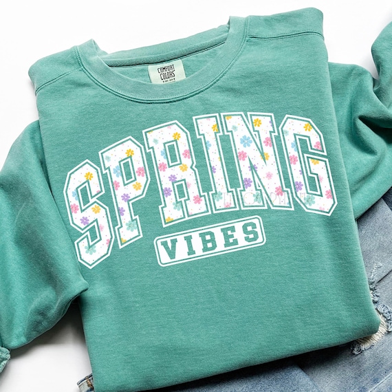 Spring Vibes PNG, Floral Varsity Spring Sublimation Design, Tshirt Design for Easter, Preppy Spring Graphic, Spring Flower Png