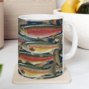 Rainbow Trout Mug, Fishing Mug, Fishing Gift, Dad Gift, Fish Lover Gift, Gift For Men, Trout Cup, Fisherman Gift, Coffee Mug, Coffee Cup