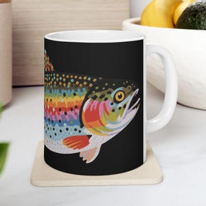 Rainbow Trout Mug, Fishing Mug, Fishing Gift, Dad Gift, Fish Lover Gift, Gift For Men, Trout Cup, Fisherman Gift, Coffee Mug, Coffee Cup