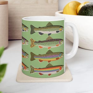 Rainbow Trout Mug, Fishing Mug, Fishing Gift, Dad Gift, Fish Lover Gift, Gift For Men, Trout Cup, Fisherman Gift, Coffee Mug, Coffee Cup