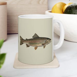 Trout Mug, Rainbow Trout Coffee Cup for Anglers & Cabin Decor, Nature Lover Gift for Fishermen