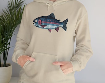 Rainbow Trout Hoodie, Fishing Hoodie, Trout Sweatshirt, Fisherman Gift, Outdoor nature Hoodie, Wildlife Apparel