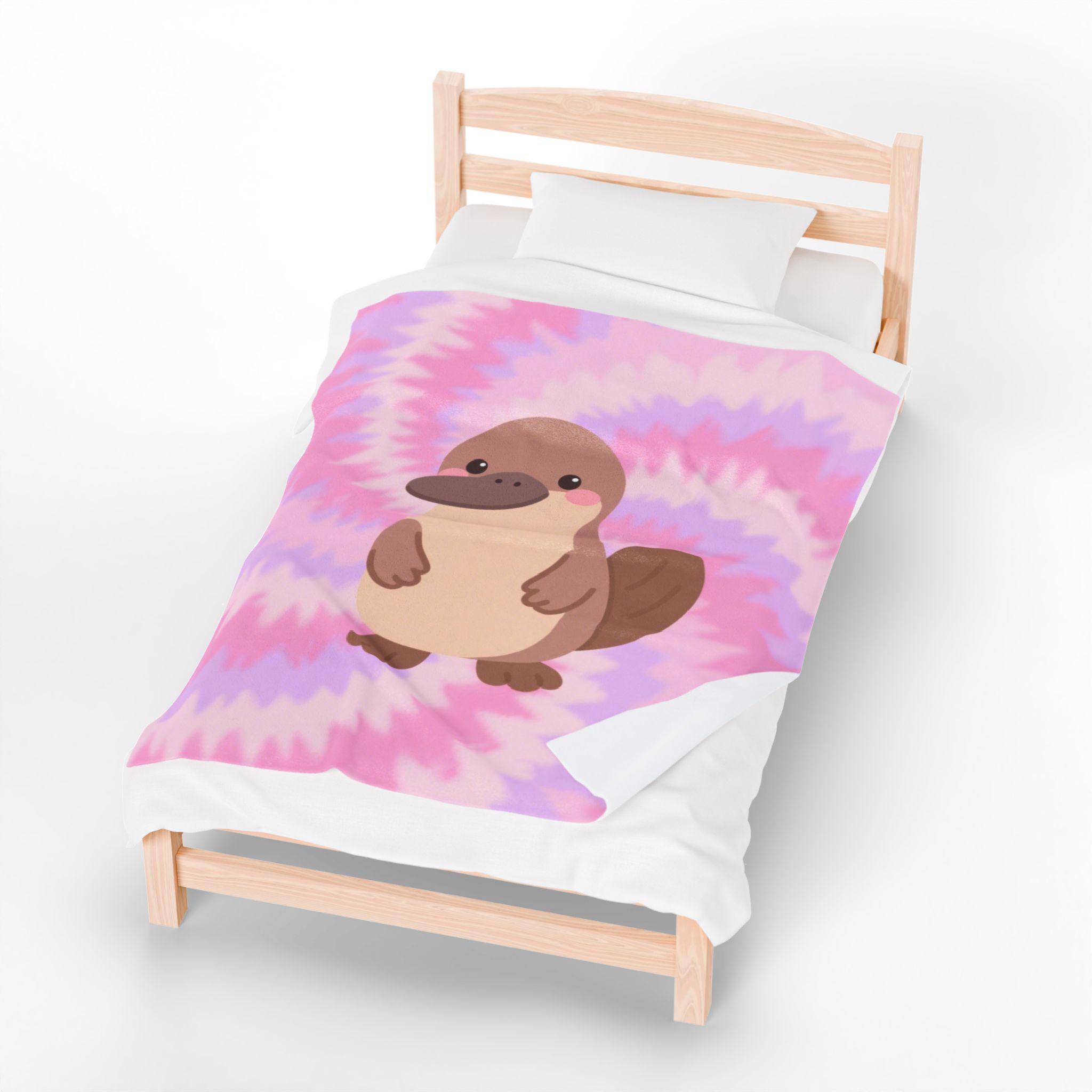 Cute Platypus Blanket, Tie-dye Platypus Blanket, Kawaii Cartoon