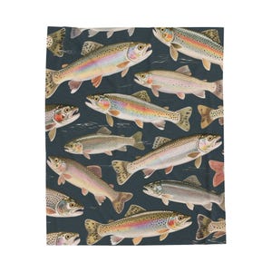 Rainbow Trout Blanket, Fishing Blanket, Fishing Gift, Dad Gift, Fish Lover Gift, Gift For Men, Trout Throw, Fisherman Gift, Fleece