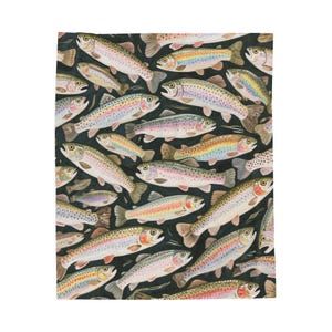 Rainbow Trout Blanket, Fishing Blanket, Fishing Gift, Dad Gift, Fish Lover Gift, Gift For Men, Trout Throw, Fisherman Gift, Fleece