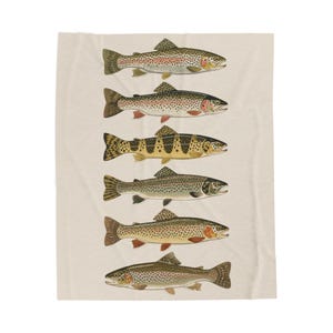 Rainbow Trout Blanket, Fishing Blanket, Fishing Gift, Dad Gift, Fish Lover Gift, Gift For Men, Trout Throw, Fisherman Gift, Fleece