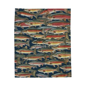 Rainbow Trout Blanket, Fishing Blanket, Fishing Gift, Dad Gift, Fish Lover Gift, Gift For Men, Trout Throw, Fisherman Gift, Fleece