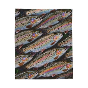 Rainbow Trout Blanket, Fishing Blanket, Fishing Gift, Dad Gift, Fish Lover Gift, Gift For Men, Trout Throw, Fisherman Gift, Fleece